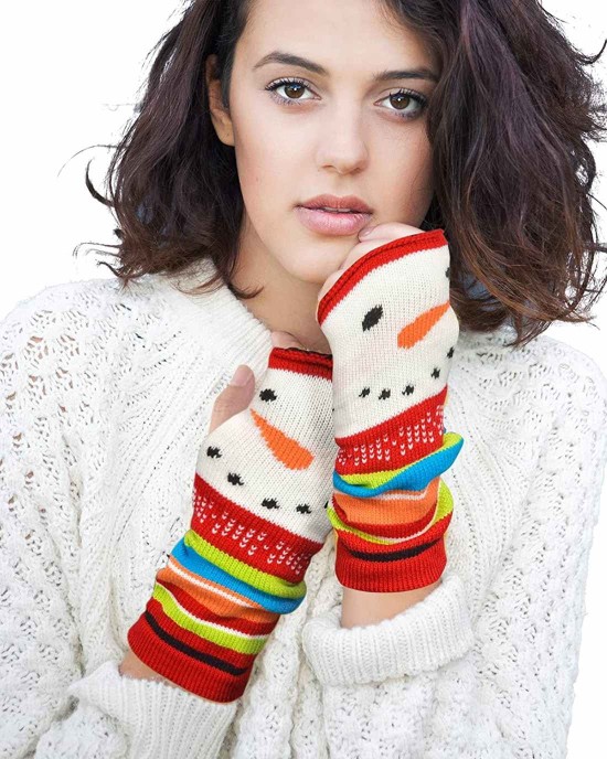 Women's Snowman Knit Arm Warmers Fingerless Gloves Thumb Hole Gloves Mittens Fingerless Arm Warmers X'mas Gift