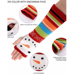 Women's Snowman Knit Arm Warmers Fingerless Gloves Thumb Hole Gloves Mittens Fingerless Arm Warmers X'mas Gift