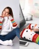 Women's Snowman Knit Arm Warmers Fingerless Gloves Thumb Hole Gloves Mittens Fingerless Arm Warmers X'mas Gift