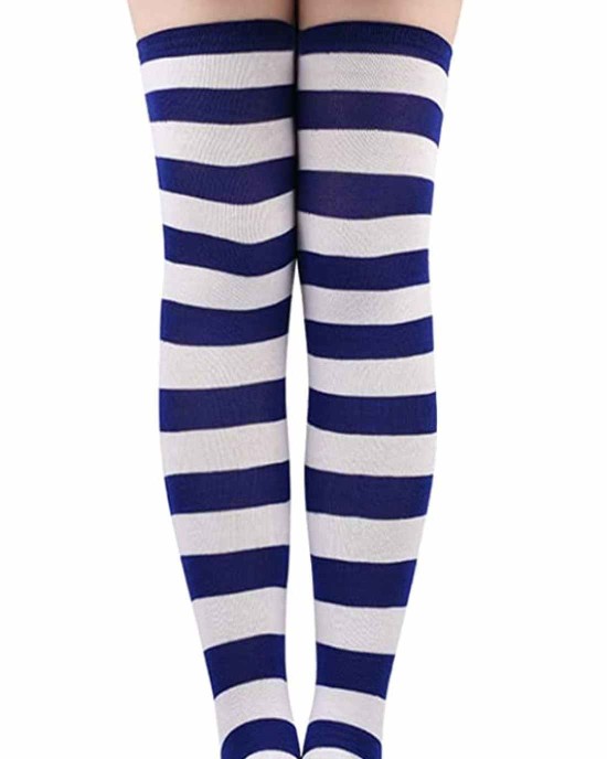 DT DANTIYA Women's Christmas Socks Striped Knitted Knee High Socks Long Arm Warmer Fingerless Gloves Set