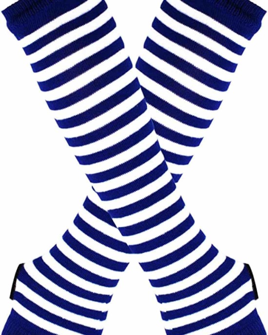 DT DANTIYA Women's Christmas Socks Striped Knitted Knee High Socks Long Arm Warmer Fingerless Gloves Set