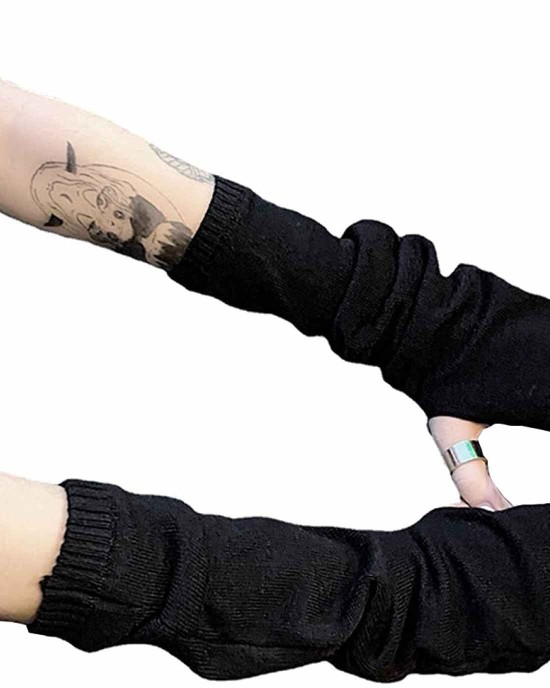 Women Gloves Goth Arm Sleeve Cool Black Moon Cross Printed Hip Hop Arm Warmers