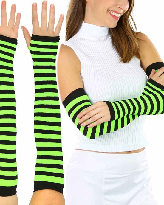 ToBeInStyle Women's Striped 100% Nylon Arm Length Warmers