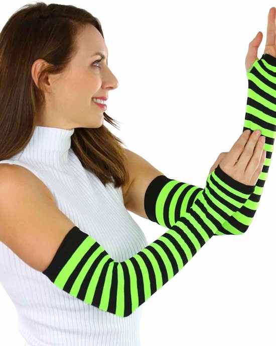 ToBeInStyle Women's Striped 100% Nylon Arm Length Warmers