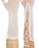 ToBeInStyle Women's Lace Up Wrist or Elbow Length Fishnet Fingerless Arm Warmer Gloves