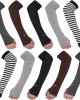 5 Pairs Knit Arm Warmers Thumb Hole for Women Girls, Wrist Fingerless Gloves Long Sleeve Mittens