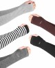 5 Pairs Knit Arm Warmers Thumb Hole for Women Girls, Wrist Fingerless Gloves Long Sleeve Mittens