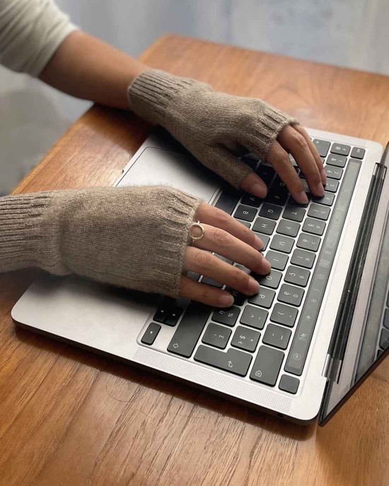 Cashmere Fingerless Gloves for Women, 100% Pure Cashmere Arm Warmers