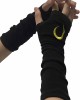 Women Goth Arm Warmers Fingerless Punk Ninja Gloves Moon Sun Lightning Embroidery