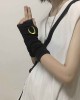 Women Goth Arm Warmers Fingerless Punk Ninja Gloves Moon Sun Lightning Embroidery