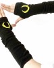 Women Goth Arm Warmers Fingerless Punk Ninja Gloves Moon Sun Lightning Embroidery