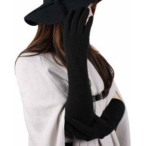GSG Women Faux Wool Gloves Short Warm Embroidery Knitted Touchscreen Gloves
