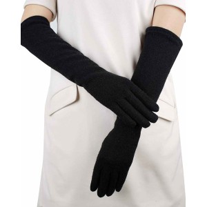 GSG Women Faux Wool Gloves Short Warm Embroidery Knitted Touchscreen Gloves