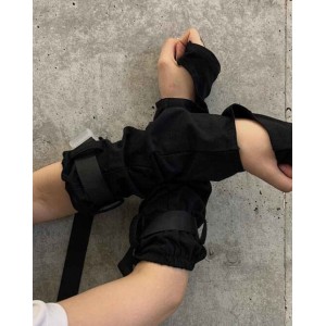 Punk Gothic Function Fingerless Arm Glove Sleeve Cuffs Cool Black Hip Hop Arm Warmers Sun Protective For cycling Costume