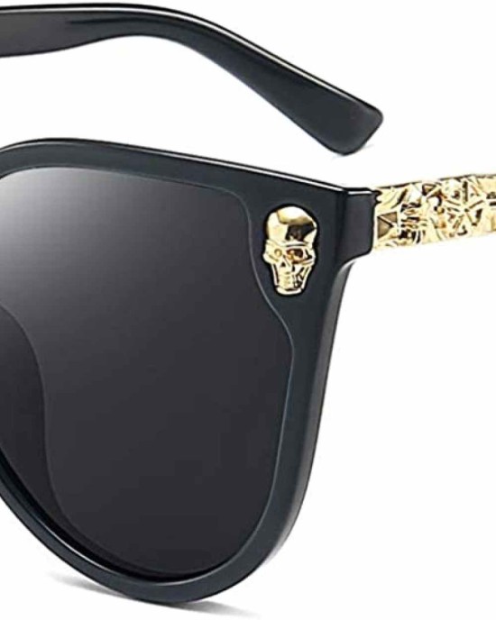 Dollger Rimless Skull Design Cat Eye Sunglasses UV400 Protection