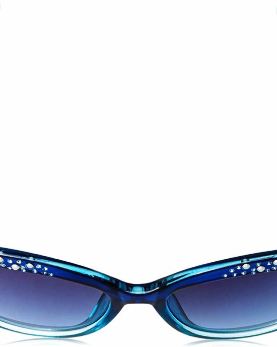 UNIONBAY U284 Sparkling Rhinestone UV Protective Cat Eye Sunglasses. Cool Gifts for Women, 53 mm