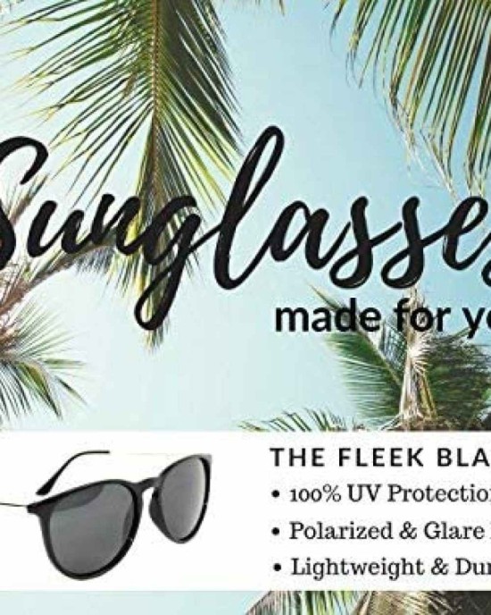 Women's Polarized Sunglasses from EYE LOVE, Designer, 100% UV Block + 5 BONUSES, black