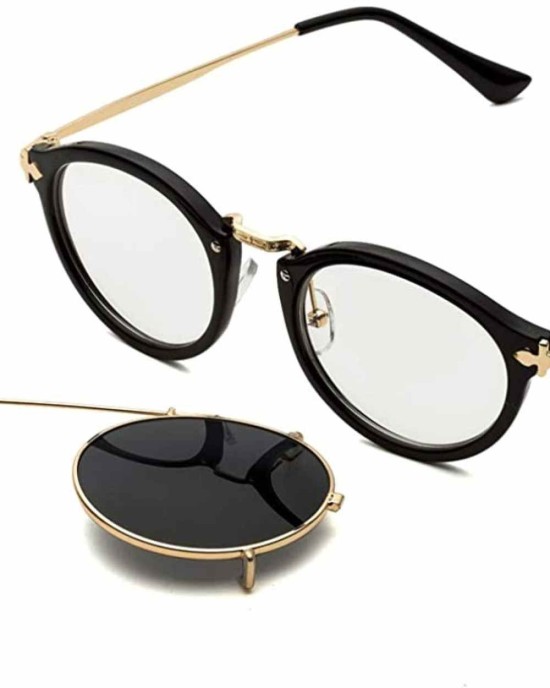 Dollger Double Lens Flip up Clip On Sunglasses Steampunk Style and Round Purple red Glasses for Men Women