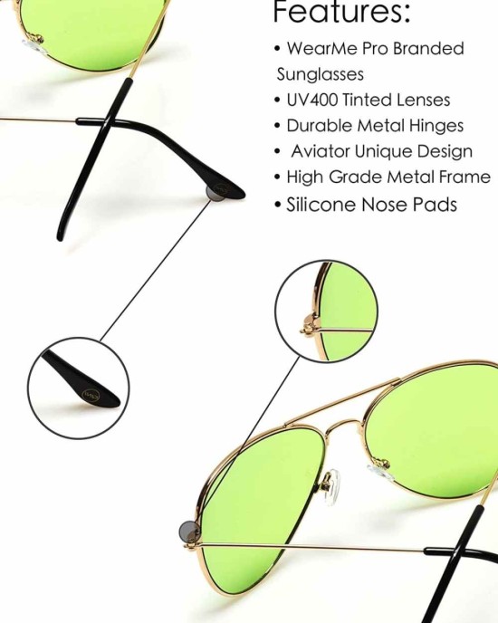 Classic Aviator Style Metal Frame Sunglasses