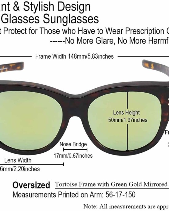 CAXMAN Polarized Over Glasses Sunglasses for Prescription Frames, Small Medium & Oversized