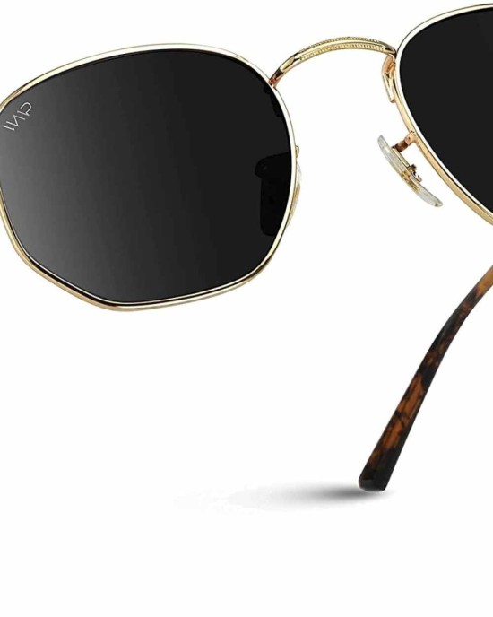 WearMe Pro - Geometric Round Gold Frame Retro Polarized Sunglasses