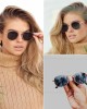 WearMe Pro - Geometric Round Gold Frame Retro Polarized Sunglasses