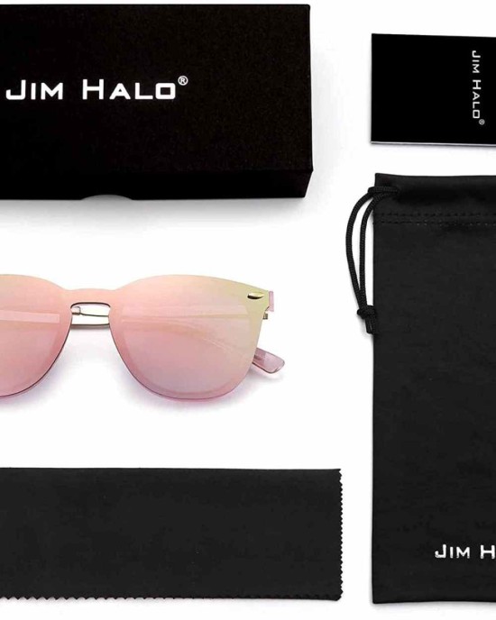 JIM HALO Trendy Rimless Mirrored Sunglasses Reflective Sun Glasses for Women Men
