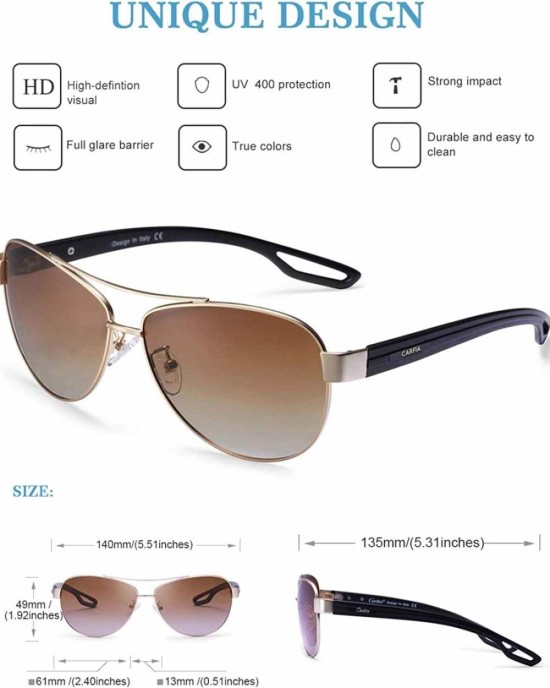 Carfia Polarized Sunglasses for Women UV Protection Sport Outdoor Glasses Ultra-Lightweight Comfort Frame CA3210