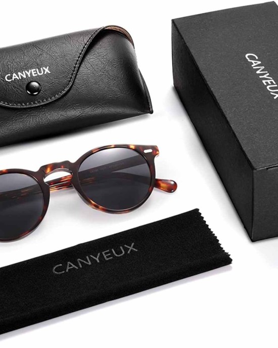 CANYEUX Vintage Round Polarized Sunglasses for Women and Men, 100% UV Protection