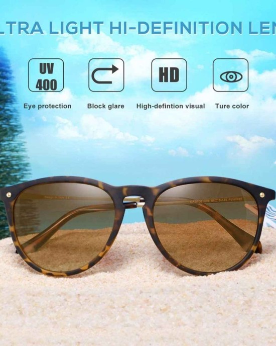 Carfia Vintage Sunglasses for Women Polarized UV Protection Classic Erika Style