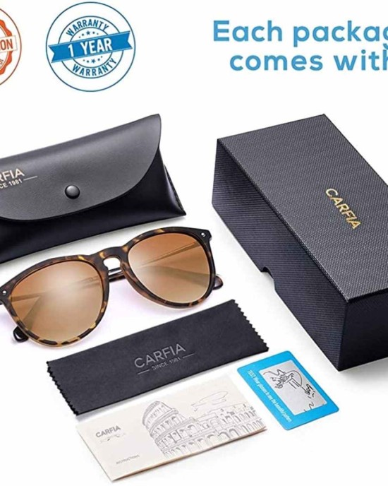 Carfia Vintage Sunglasses for Women Polarized UV Protection Classic Erika Style