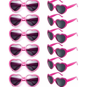 12 Pack Neon Colors Heart Shape Party Favors Sunglasses Unisex Wholesale