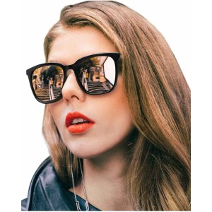 SIPHEW Polarized Sunglasses for Women, Mirrored Sunglasses-Fashion Oversized Eyewear with UV400 Protection