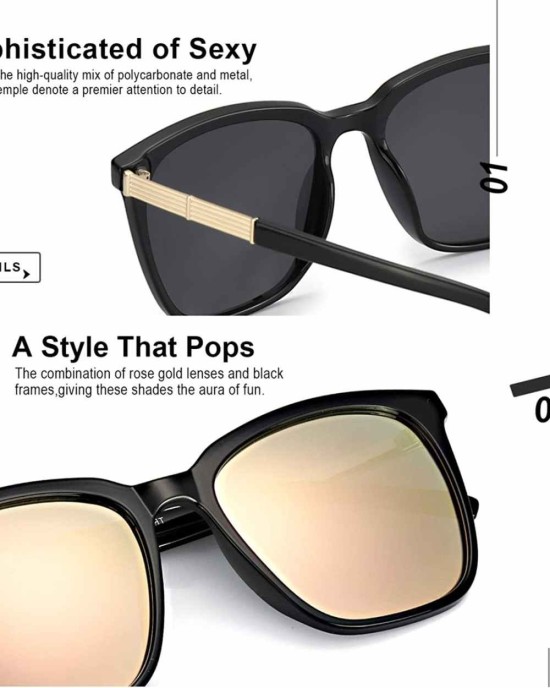 SIPHEW Polarized Sunglasses for Women, Mirrored Sunglasses-Fashion Oversized Eyewear with UV400 Protection