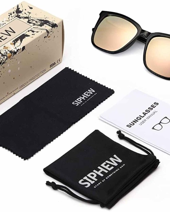 SIPHEW Polarized Sunglasses for Women, Mirrored Sunglasses-Fashion Oversized Eyewear with UV400 Protection