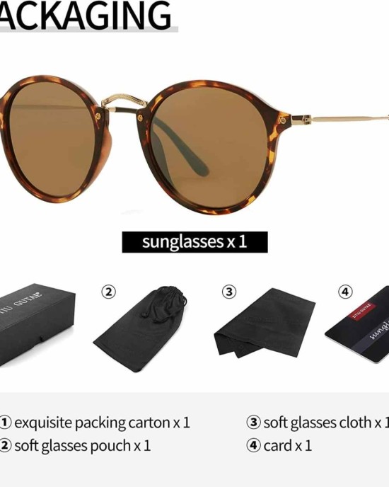 Retro Round Sunglasses for Women Men UV400 Polarized Vintage Classic Small Circle Style 49/21/145