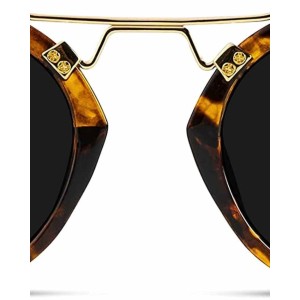 WearMe Pro - Polarized Round Vintage Retro Mirrored Lens Women Metal Frame Sunglasses