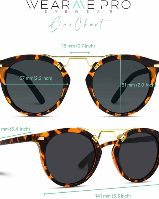 WearMe Pro - Polarized Round Vintage Retro Mirrored Lens Women Metal Frame Sunglasses