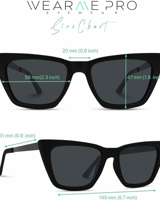 WearMe Pro EXCLUSIVE - Flat Lens Polarized Modern Tip Pointed Women Cat Eye Sunglasses