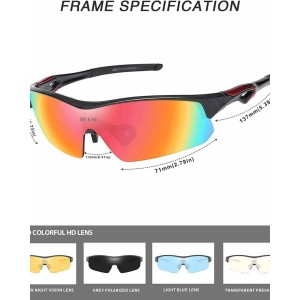 Duco Polarized Sports Cycling Sunglasses for Men with 5 Interchangeable Lenses for Running Golf Fishing Hiking Baseball