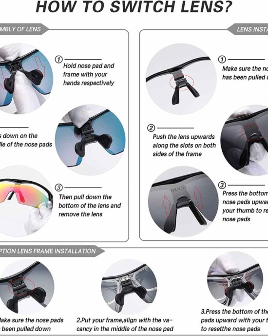 Duco Polarized Sports Cycling Sunglasses for Men with 5 Interchangeable Lenses for Running Golf Fishing Hiking Baseball