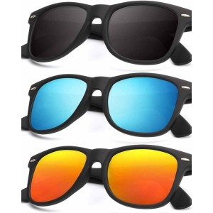 Polarized Sunglasses for Men and Women Matte Finish Sun glasses Color Mirror Lens 100% UV Blocking (3 Pack)
