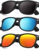 Polarized Sunglasses for Men and Women Matte Finish Sun glasses Color Mirror Lens 100% UV Blocking (3 Pack)