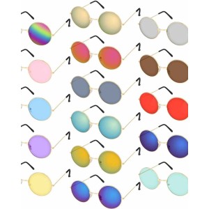 16 Pairs Round Hippie Glasses Colorful Retro Hippie Glasses 60's Style Circle Glasses for Party Favors