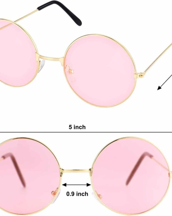 16 Pairs Round Hippie Glasses Colorful Retro Hippie Glasses 60's Style Circle Glasses for Party Favors