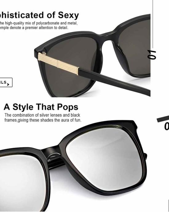 SIPHEW Polarized Sunglasses for Women, Mirrored Sunglasses-Fashion Oversized Eyewear with UV400 Protection