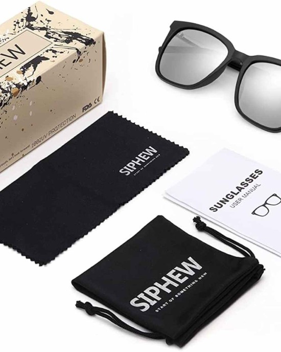 SIPHEW Polarized Sunglasses for Women, Mirrored Sunglasses-Fashion Oversized Eyewear with UV400 Protection