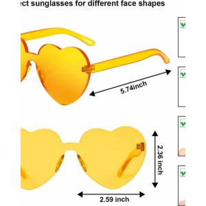 15 Pairs Heart Shaped Love Rimless Sunglasses Transparent Candy Color Frameless Glasses Tinted Eyewear