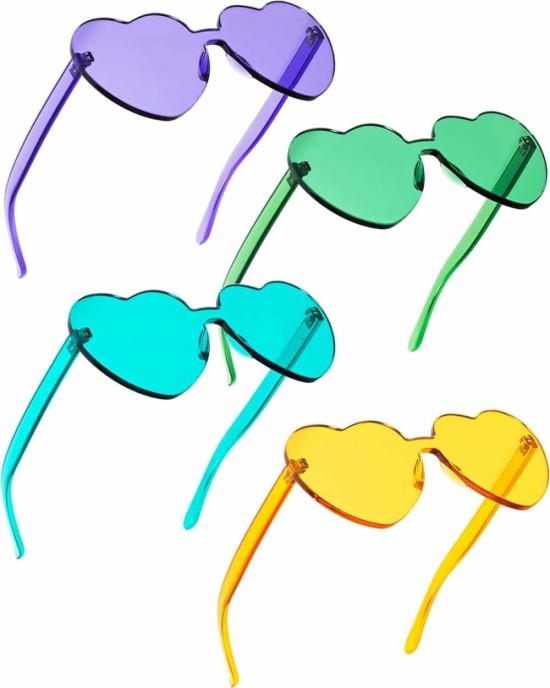 15 Pairs Heart Shaped Love Rimless Sunglasses Transparent Candy Color Frameless Glasses Tinted Eyewear