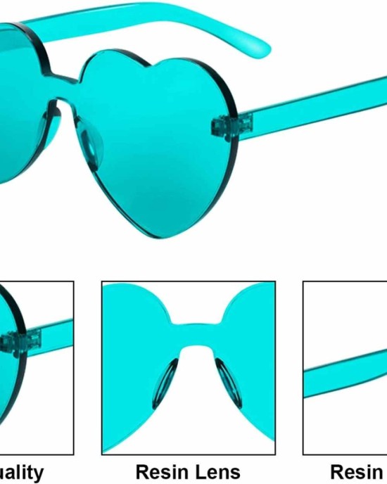 15 Pairs Heart Shaped Love Rimless Sunglasses Transparent Candy Color Frameless Glasses Tinted Eyewear